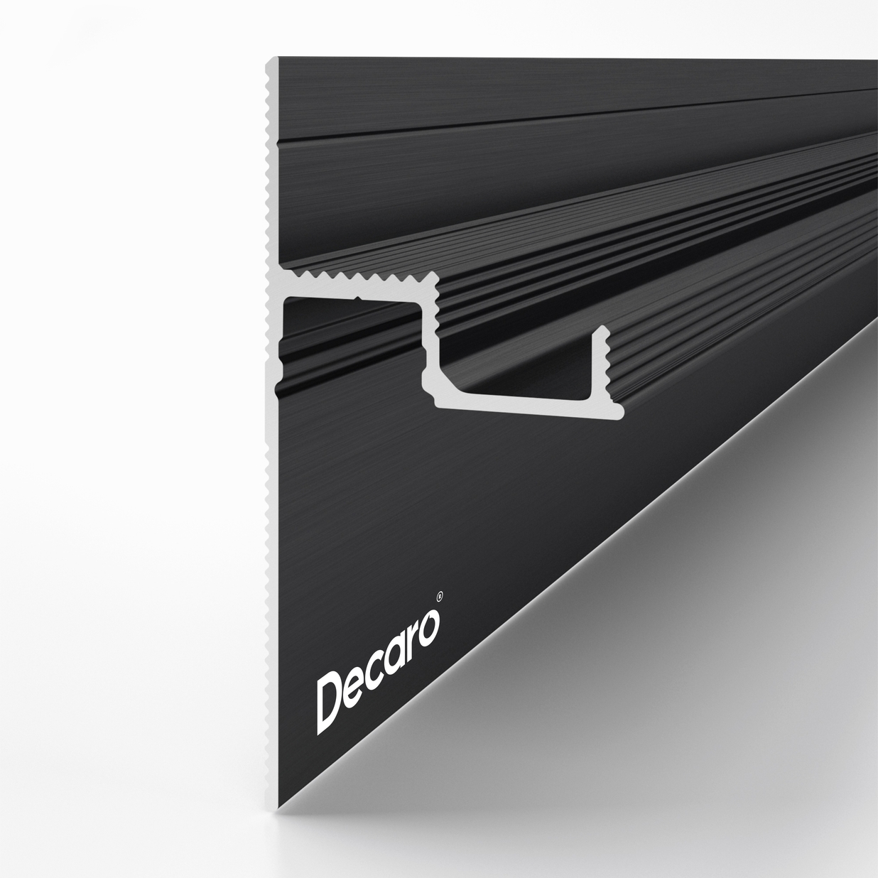 Плинтус алюминиевый теневой с подсветкой Decaro D001A Black Черный 2000×55×27 Плинтус алюминиевый теневой с подсветкой Decaro D001A Black Черный 2000×55×27
